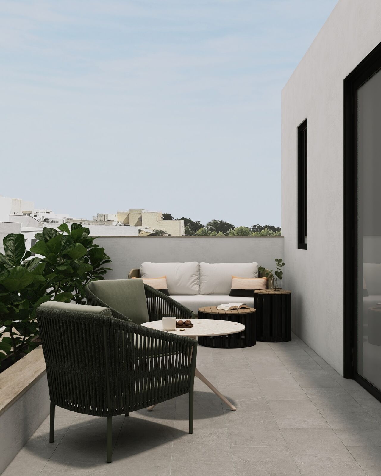 Private terrace furnished for outdoor seating