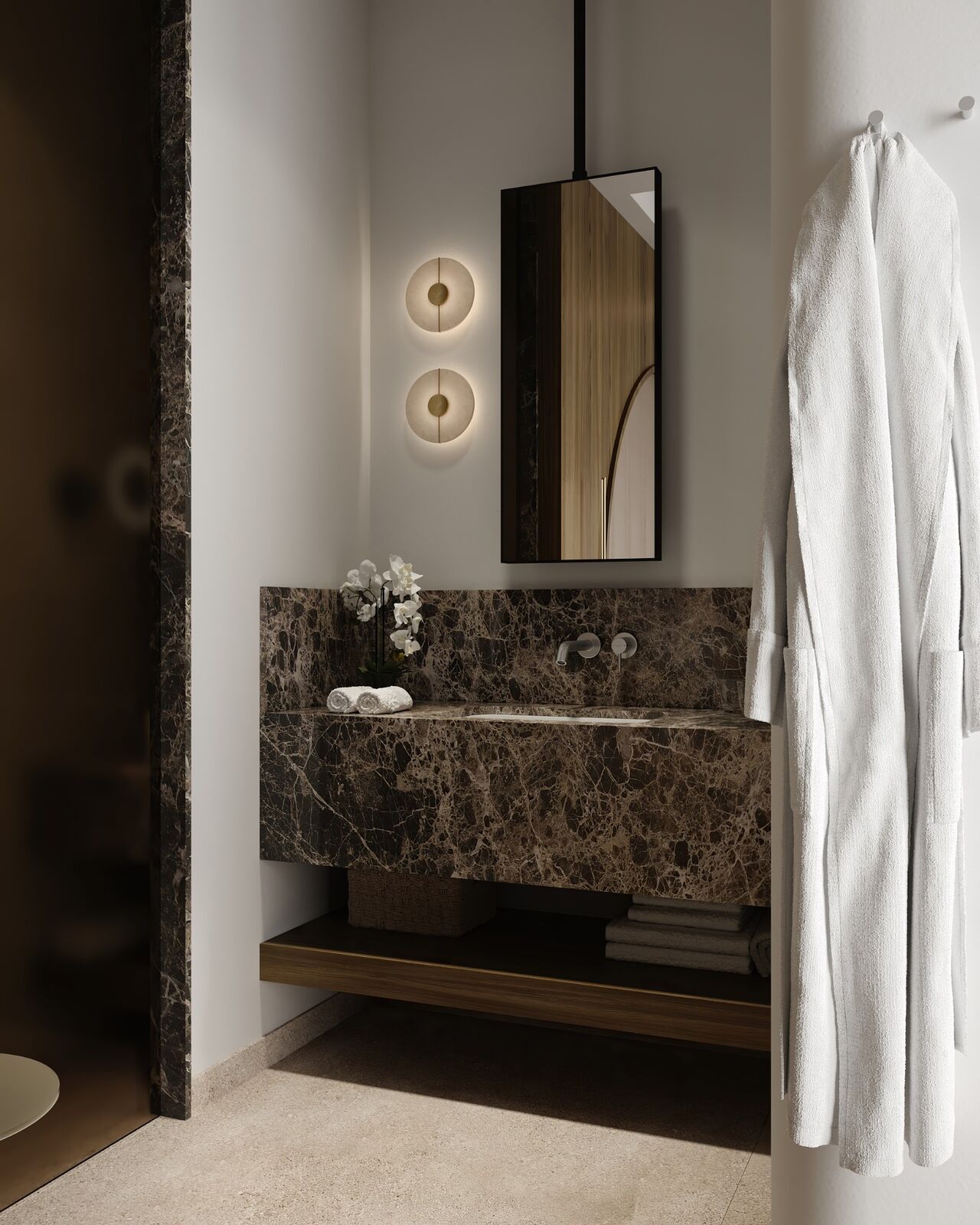 Stone hotel bathroom vanity