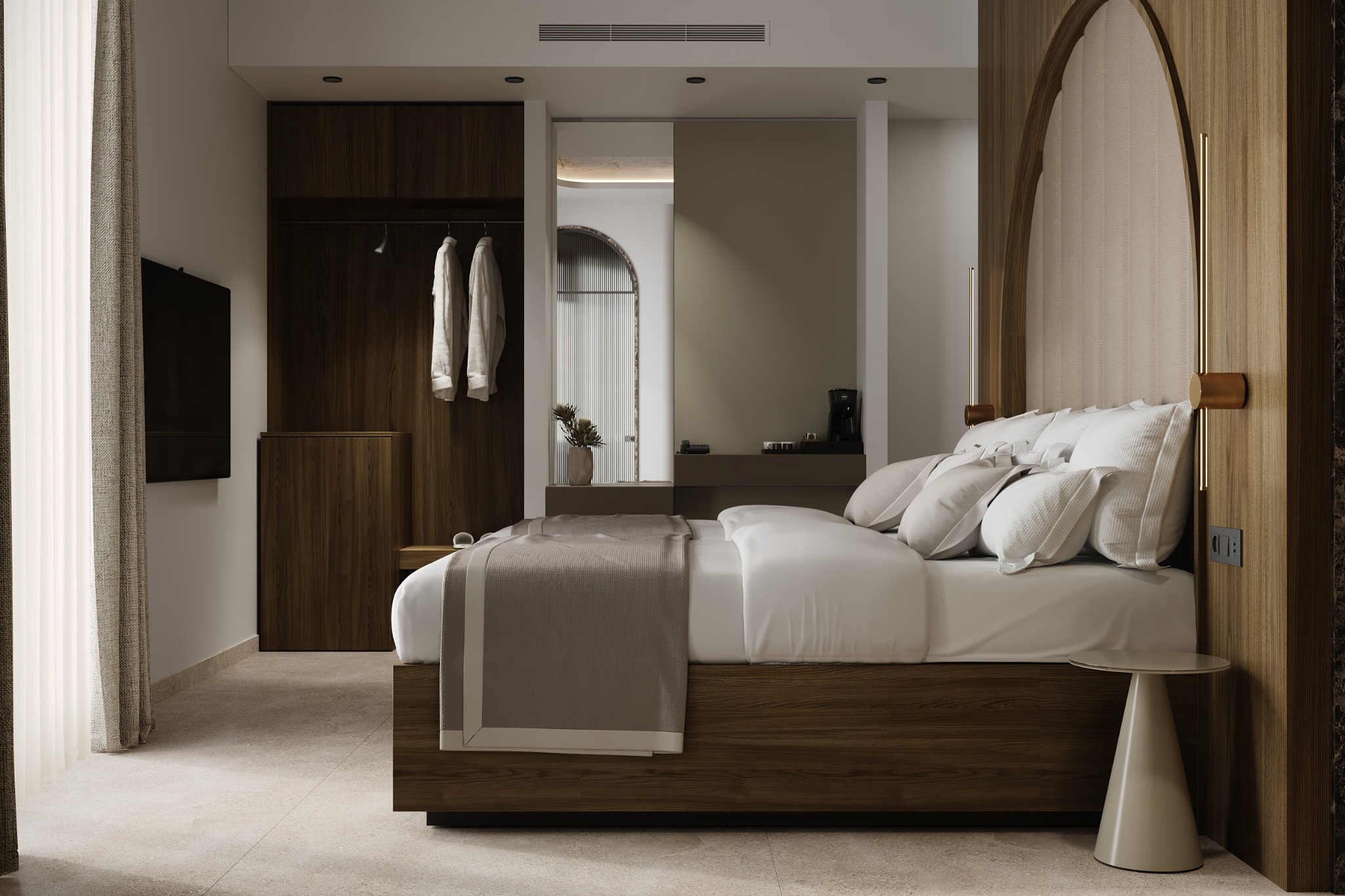 Double room with bespoke timber joinery