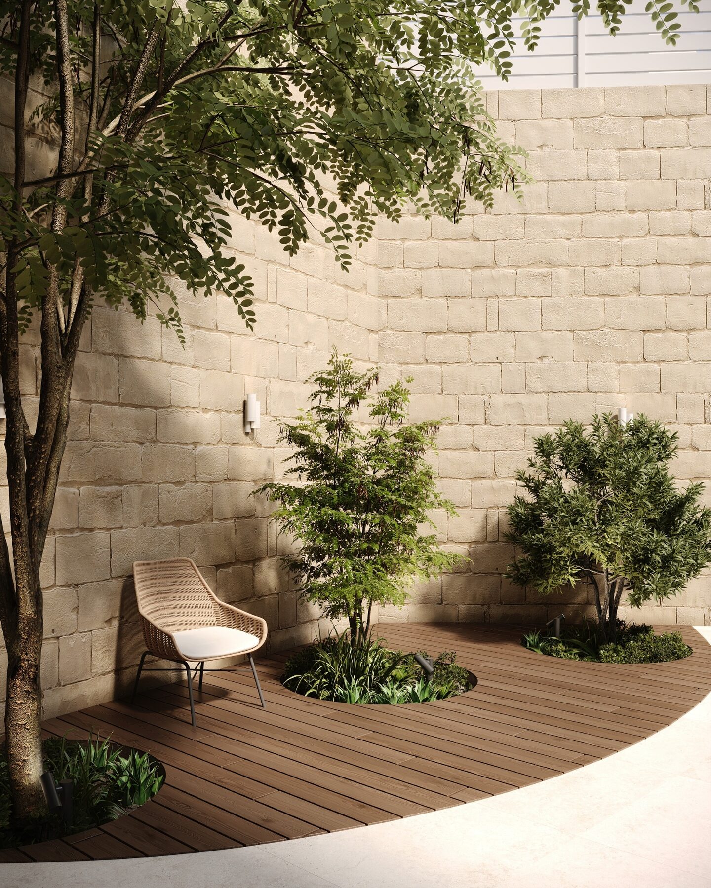 Timber garden retreat beneath mature trees